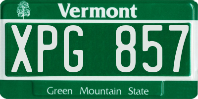 VT license plate XPG857