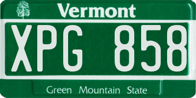 VT license plate XPG858