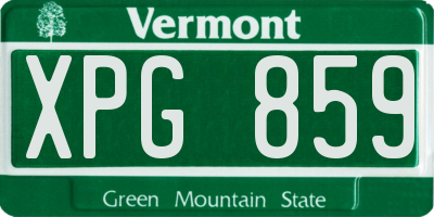 VT license plate XPG859