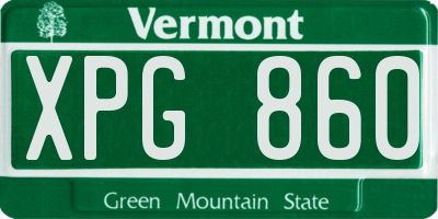 VT license plate XPG860