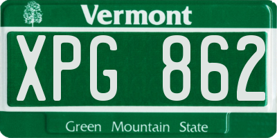 VT license plate XPG862