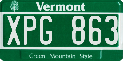 VT license plate XPG863