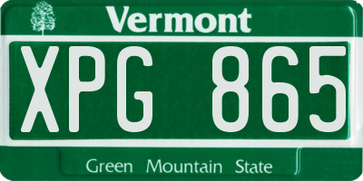 VT license plate XPG865