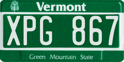 VT license plate XPG867