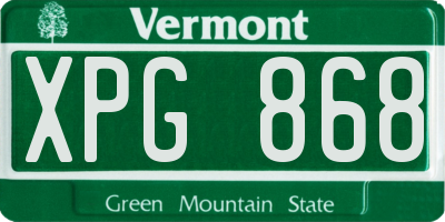 VT license plate XPG868