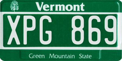 VT license plate XPG869