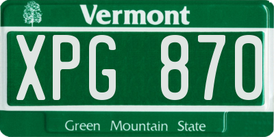 VT license plate XPG870