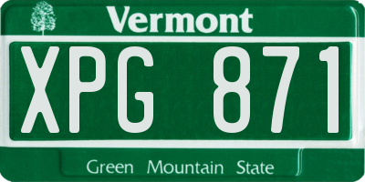 VT license plate XPG871