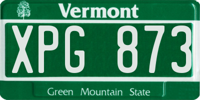 VT license plate XPG873