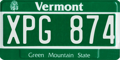 VT license plate XPG874