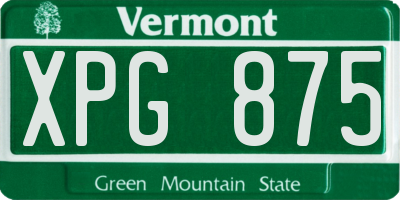 VT license plate XPG875