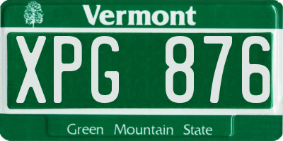 VT license plate XPG876