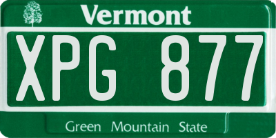 VT license plate XPG877