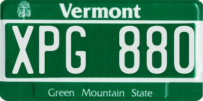 VT license plate XPG880