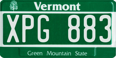 VT license plate XPG883