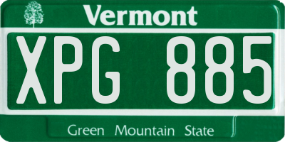 VT license plate XPG885
