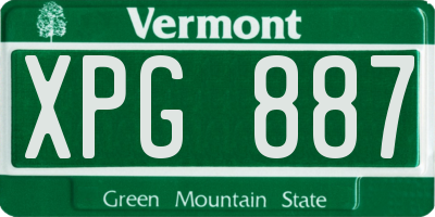 VT license plate XPG887