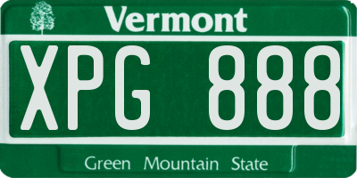 VT license plate XPG888