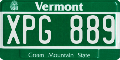VT license plate XPG889
