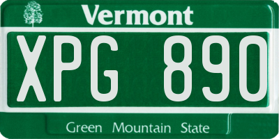 VT license plate XPG890