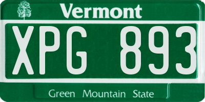 VT license plate XPG893