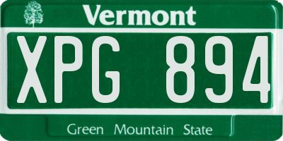 VT license plate XPG894