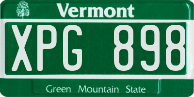 VT license plate XPG898
