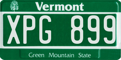 VT license plate XPG899