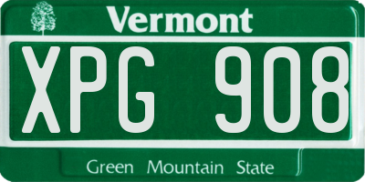 VT license plate XPG908