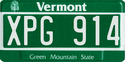 VT license plate XPG914