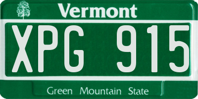 VT license plate XPG915