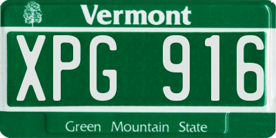 VT license plate XPG916