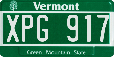 VT license plate XPG917