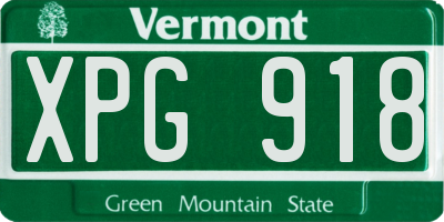 VT license plate XPG918