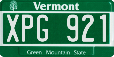 VT license plate XPG921