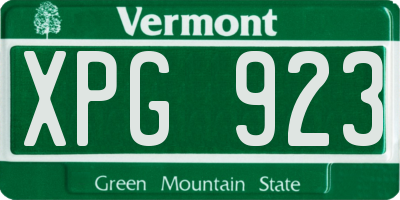 VT license plate XPG923