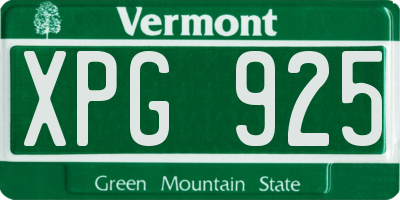 VT license plate XPG925