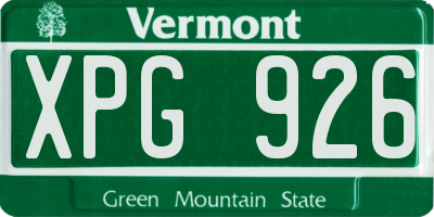 VT license plate XPG926