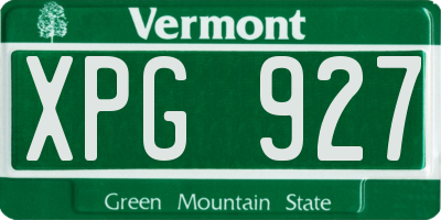 VT license plate XPG927