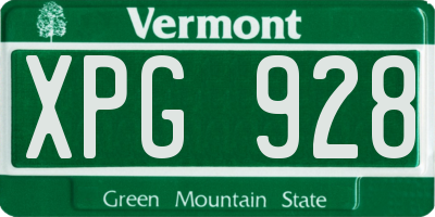 VT license plate XPG928