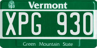 VT license plate XPG930