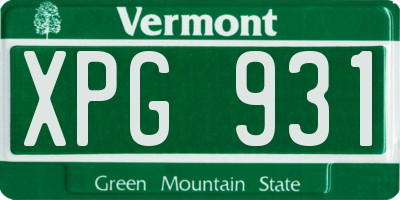 VT license plate XPG931