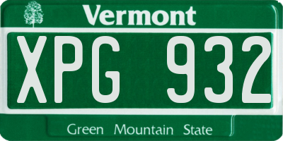 VT license plate XPG932