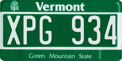 VT license plate XPG934