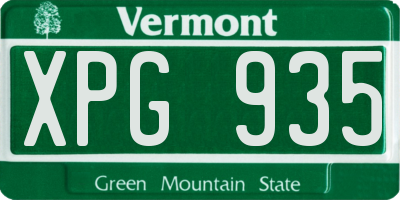 VT license plate XPG935