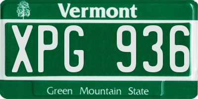 VT license plate XPG936