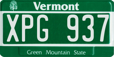 VT license plate XPG937