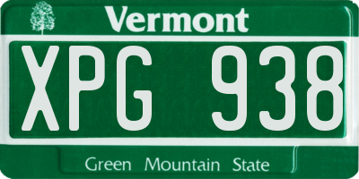 VT license plate XPG938