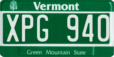 VT license plate XPG940