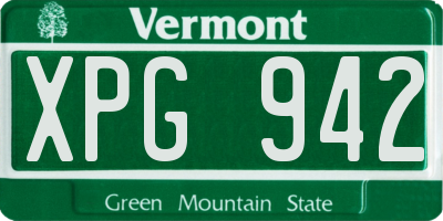 VT license plate XPG942